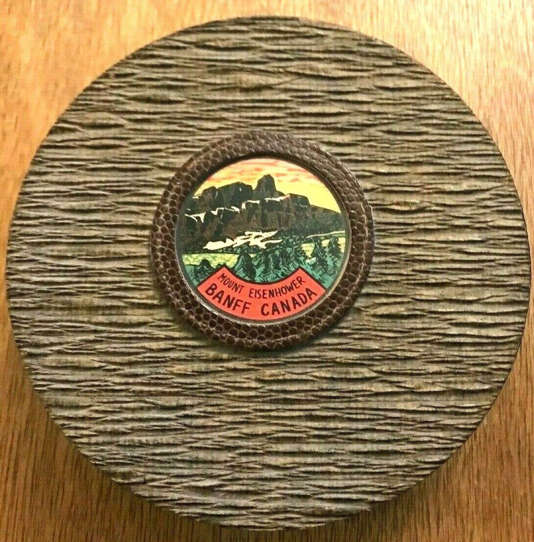 RARE Vintage Plastic Thread Spool Holder Souvenir Banff Canada Mount Eisenhower 