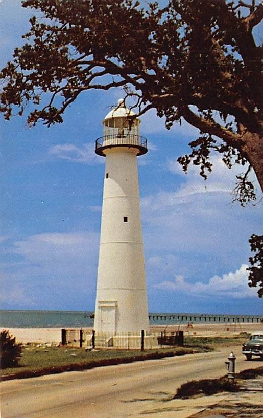 Postcard MS: Historic Lighthouse, Biloxi, Mississippi, 1950\'s, Unposted
