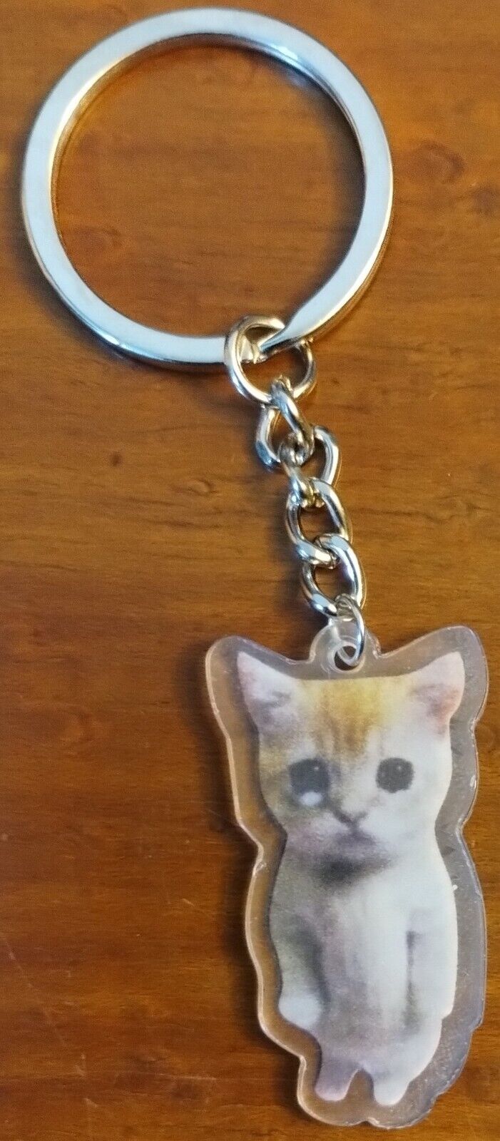 Cute Kitten Acrylic Keychain -         Banana Cat Meme  Aka Happy Cat