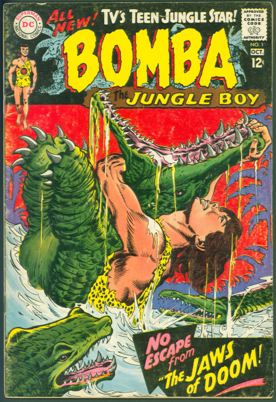 Vintage 1967 DC Comics Bomba the Jungle Boy #1 VG Carmine Infantino Alligator CV