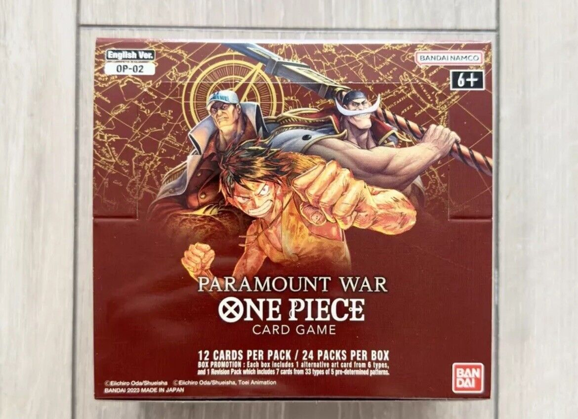 6 x One Piece OP-02 Paramount War Booster Box English SEAL REMOVED BY BANDAI