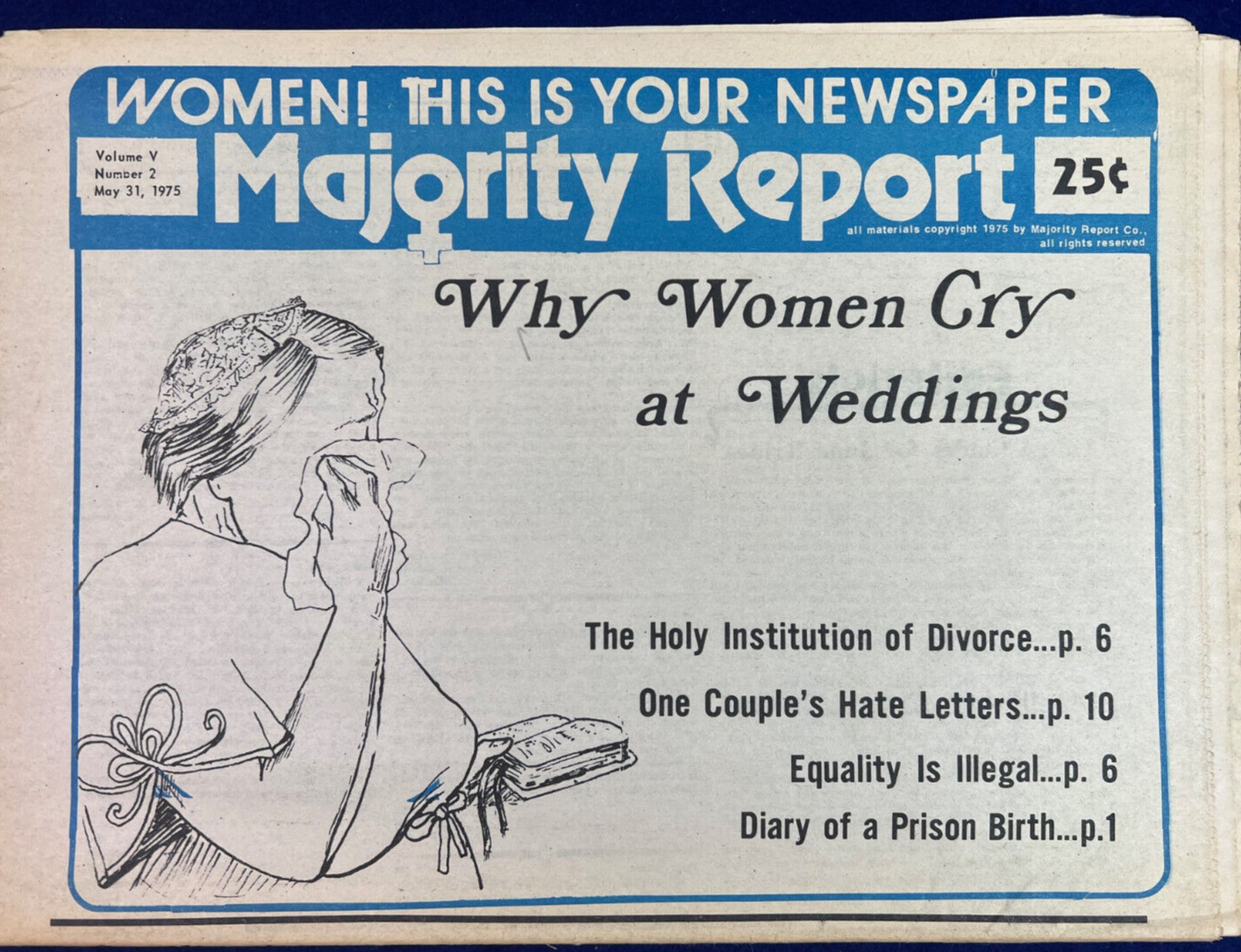 Why Women Cry Wedding Equality 1975 Vintage Feminist Lesbian Magazine History