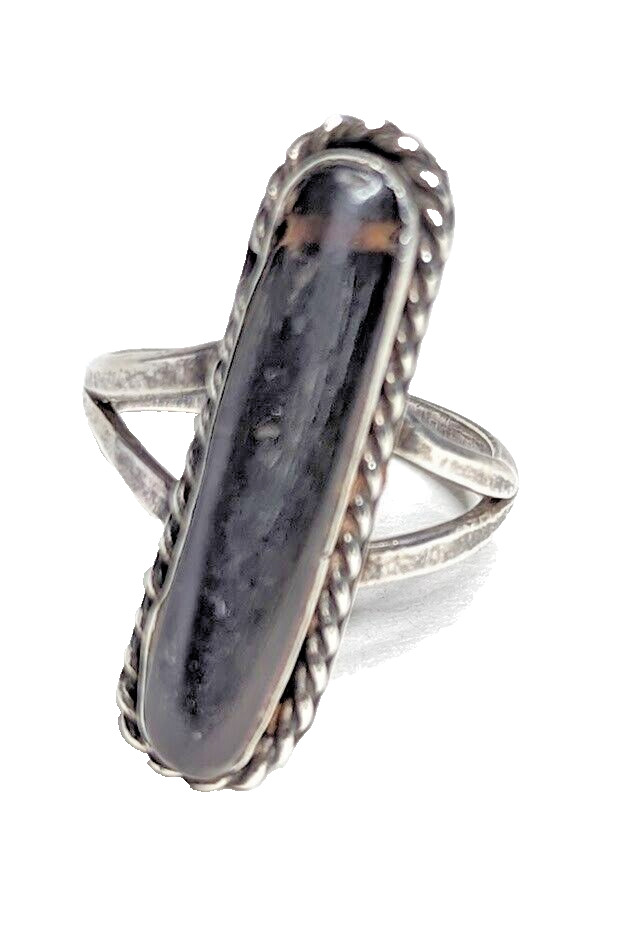 Vintage Navajo Antler Artifact Bead Ring Sterling Signed *READ* Native American