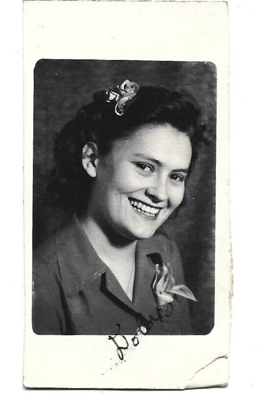 Vintage 1940's Photo of a Pretty Girl with a Great Smile Named Dolores Silk Bow