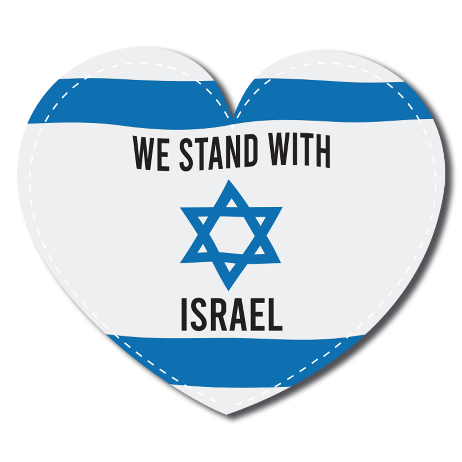 We Stand With Israel, Israeli Support Flag Heart Magnet, 5x4 inches, Automotive