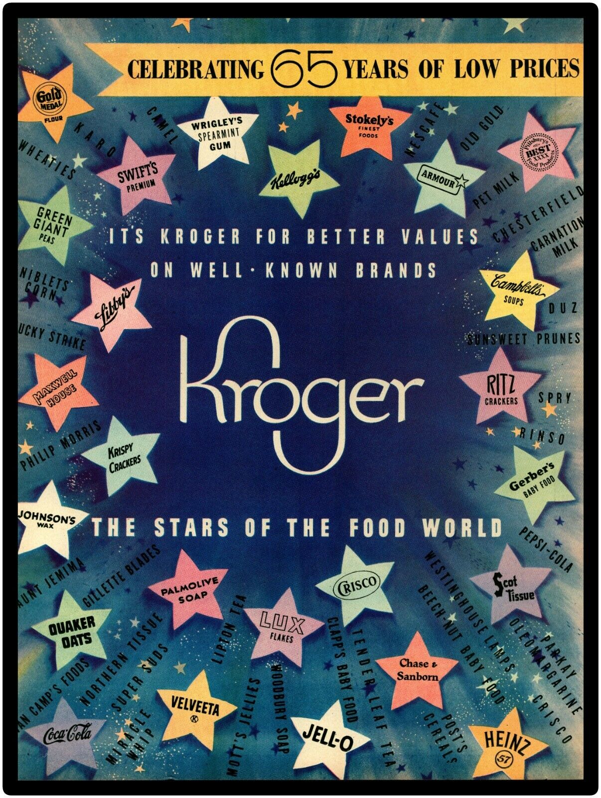 Kroger Grocery Stores 65th Anniversary New Metal Sign: LARGE SIZE 12 X 16     