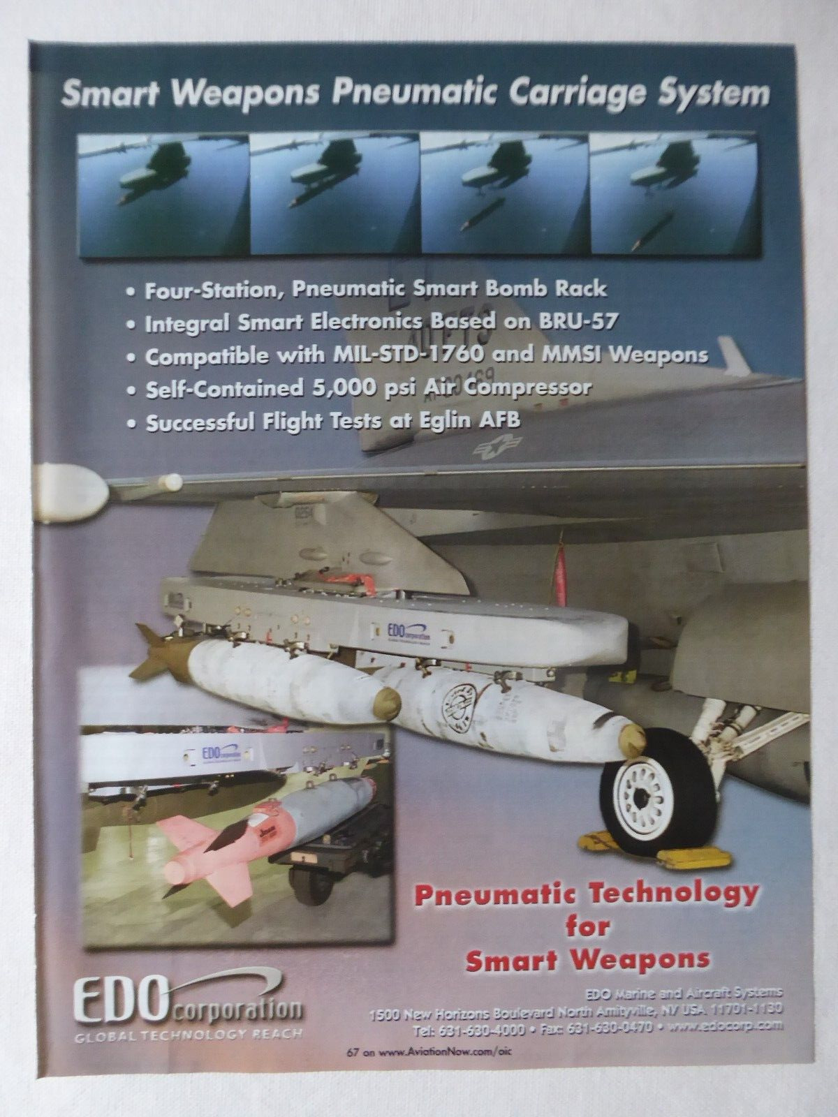 9/2003 PUB EDO SMART WEAPONS PNEUMATIC CARRIAGE SYSTEM USAF BOMB RACK AD