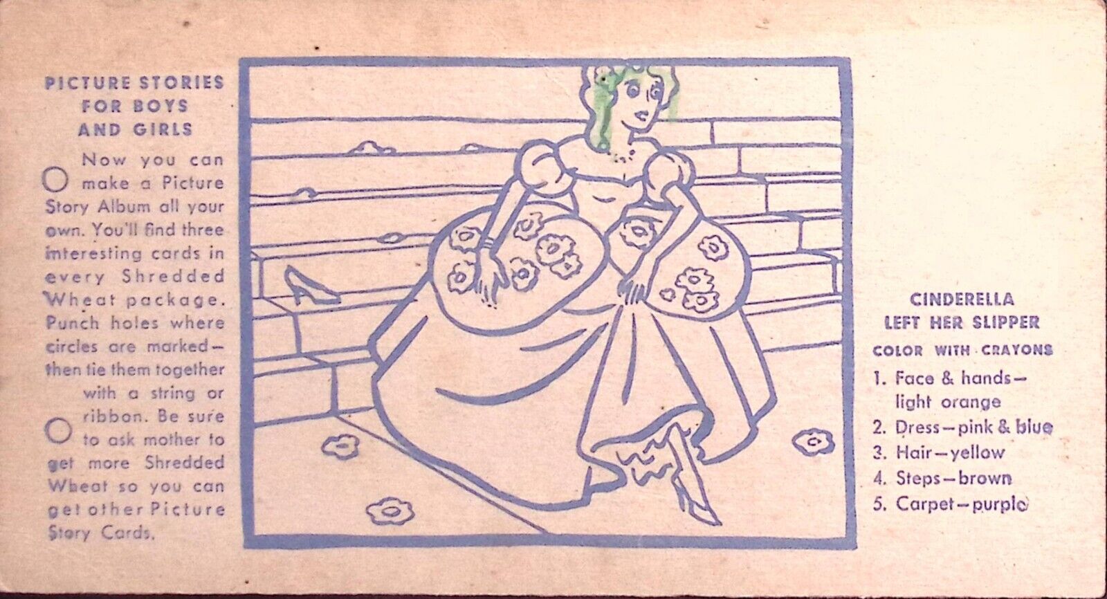 1930s SHREDDED WHEAT PICTURE STORIES FOR BOYS AND GIRLS CINDERELLA SLIPPER Z37