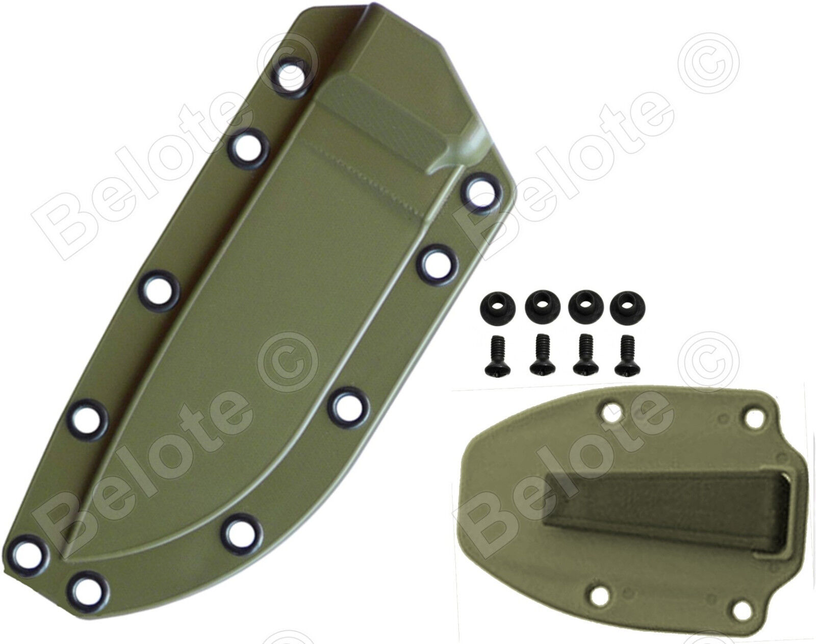 ESEE Model 4 Foliage Green OD, Molded Sheath With Clip Plate, ESEE-4-MSOD-CP NEW