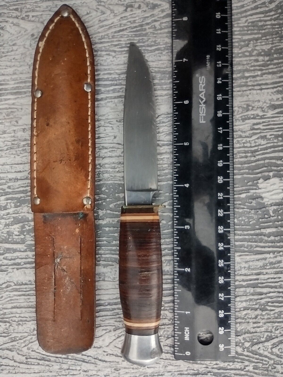 VTG 7.25” GERMAN BOHLIN SOLINGEN HUNTING KNIFE Wood Handle