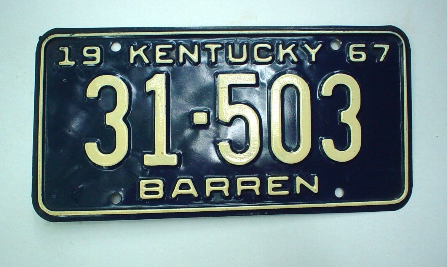 Old 1967 Kentucky License Plate 31-503 Embossed Vintage Barren County
