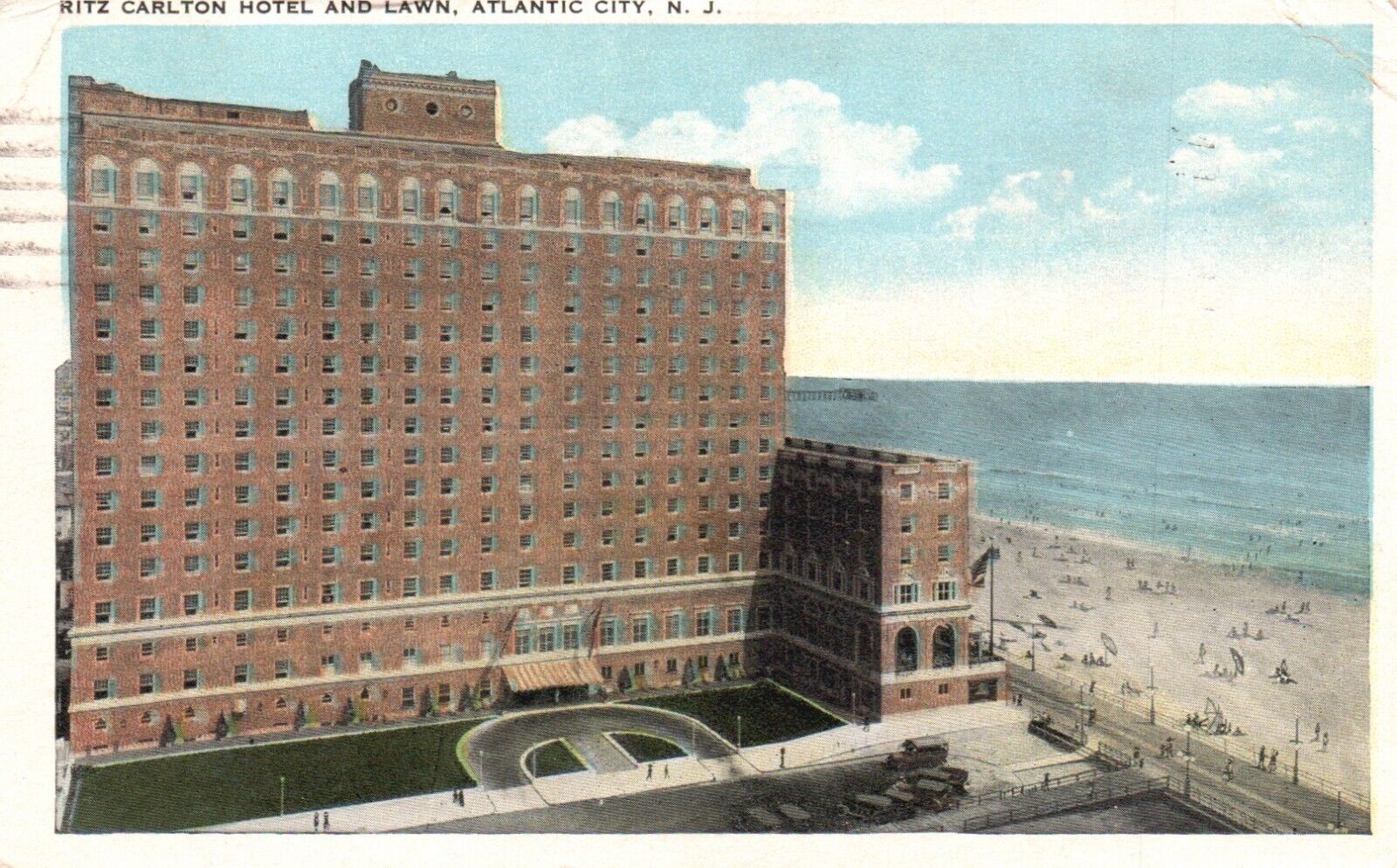 Postcard NJ Atlantic City Ritz Carlton Hotel & Lawn Posted 1923 Vintage PC J3075