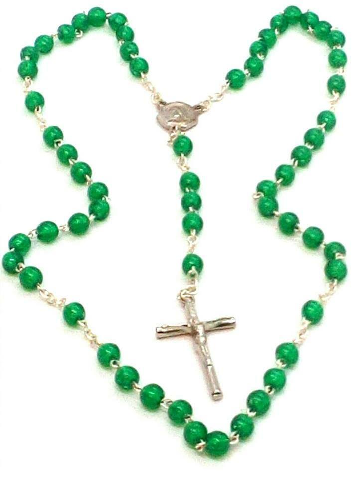 Green Italian Rosary Beads - Made in Italy - Stamped Italy