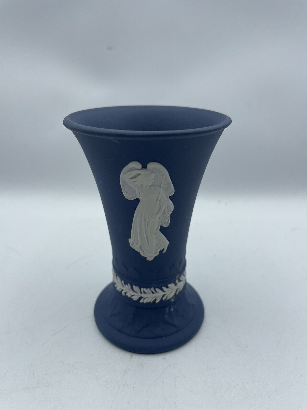Wedgwood Portland Blue Jasperware Bud 4 Inch Vase Made in England