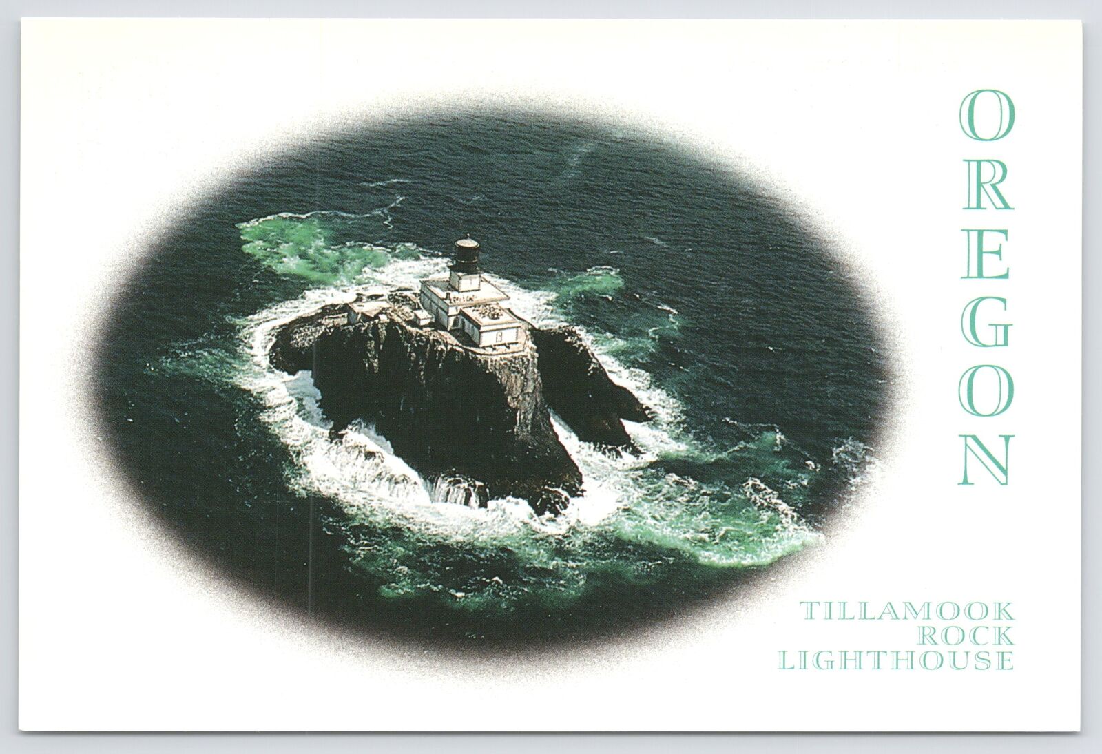Lighthouse~Air View Island of Tillamook Rock Lighthouse OR~Continental Postcard