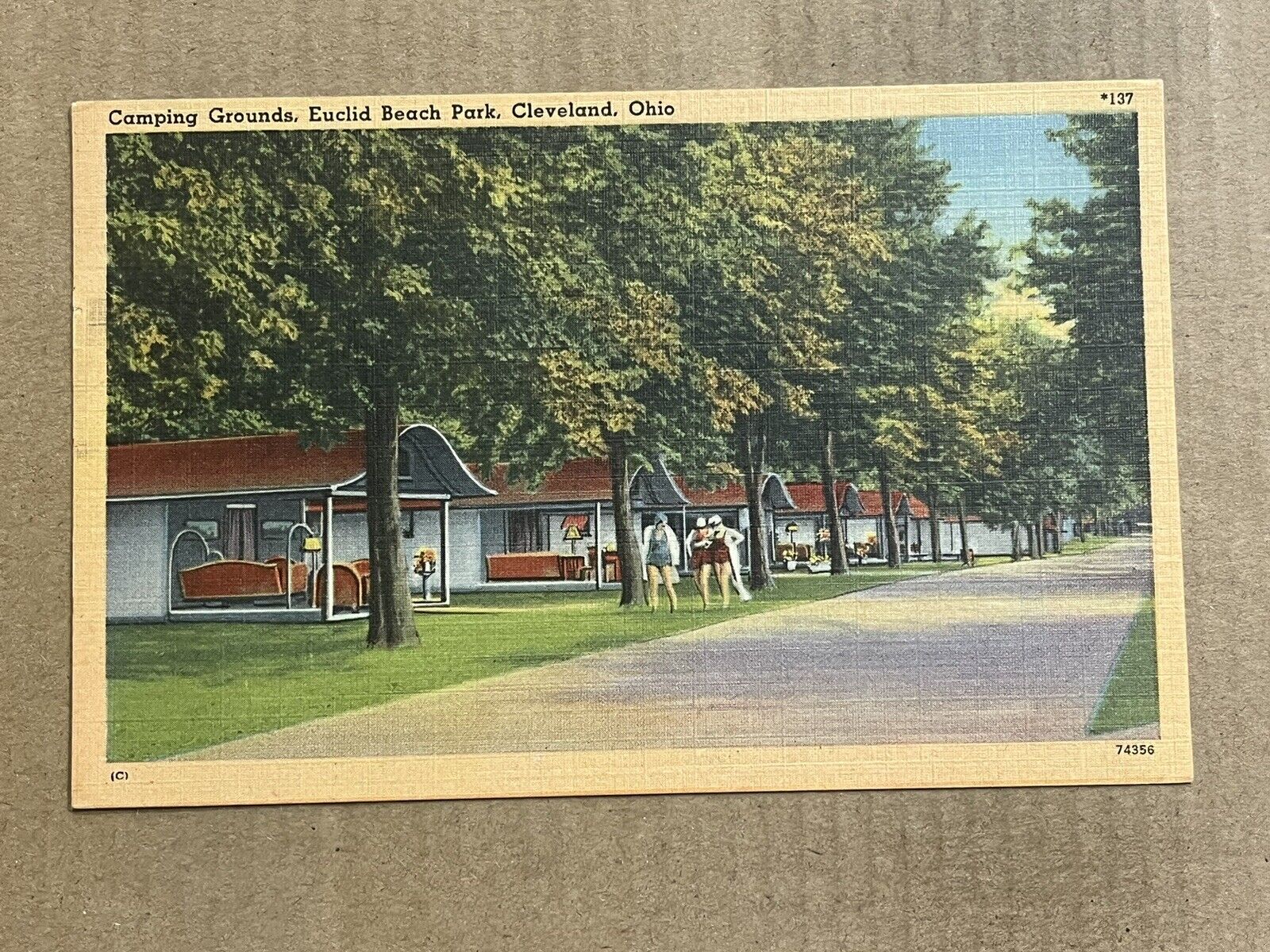 Postcard Cleveland OH Ohio Camping Grounds Euclid Beach Park Cottages Vintage PC