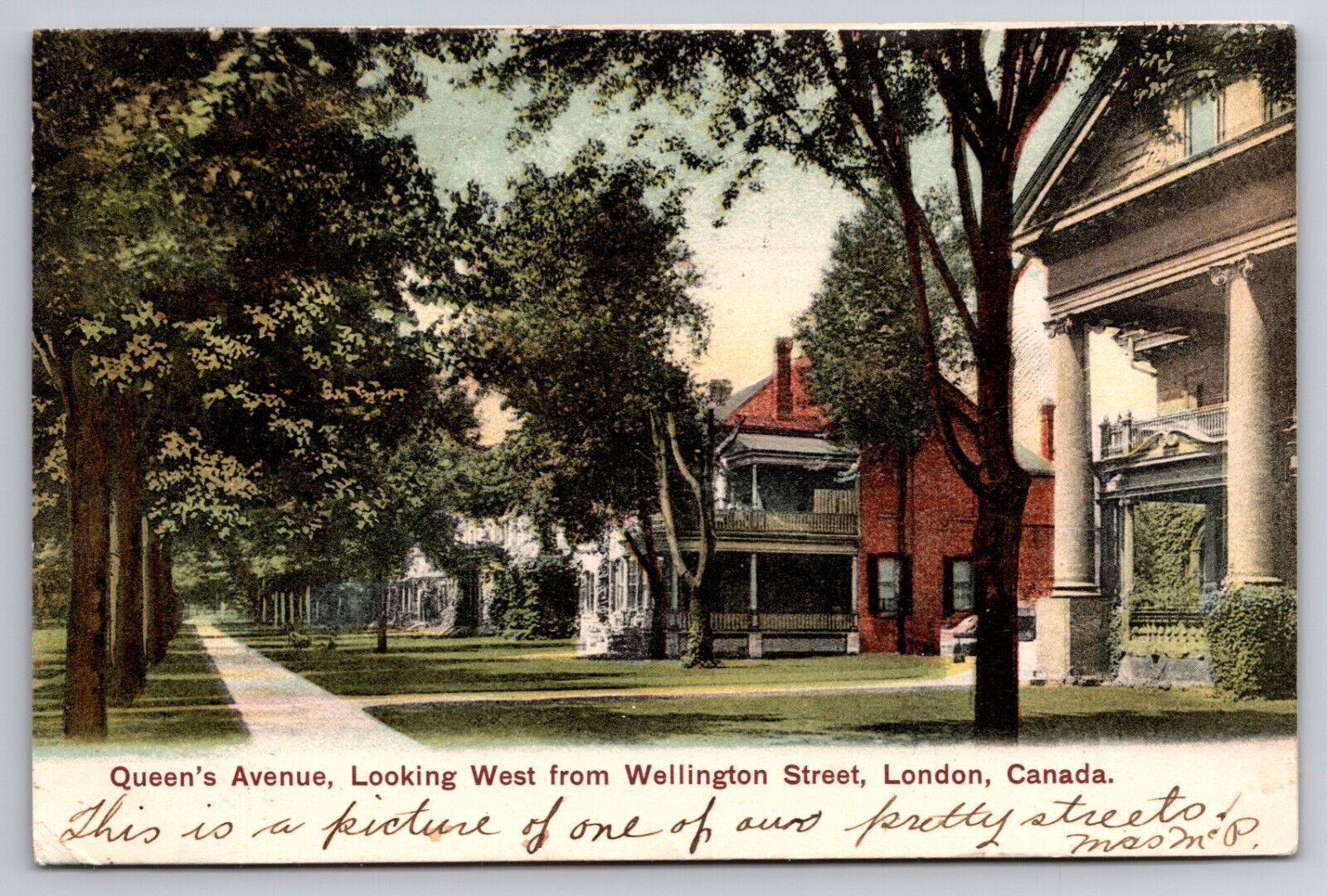 Queen's Avenue from Wellington Street London Ontario Canada 1908 Postcard