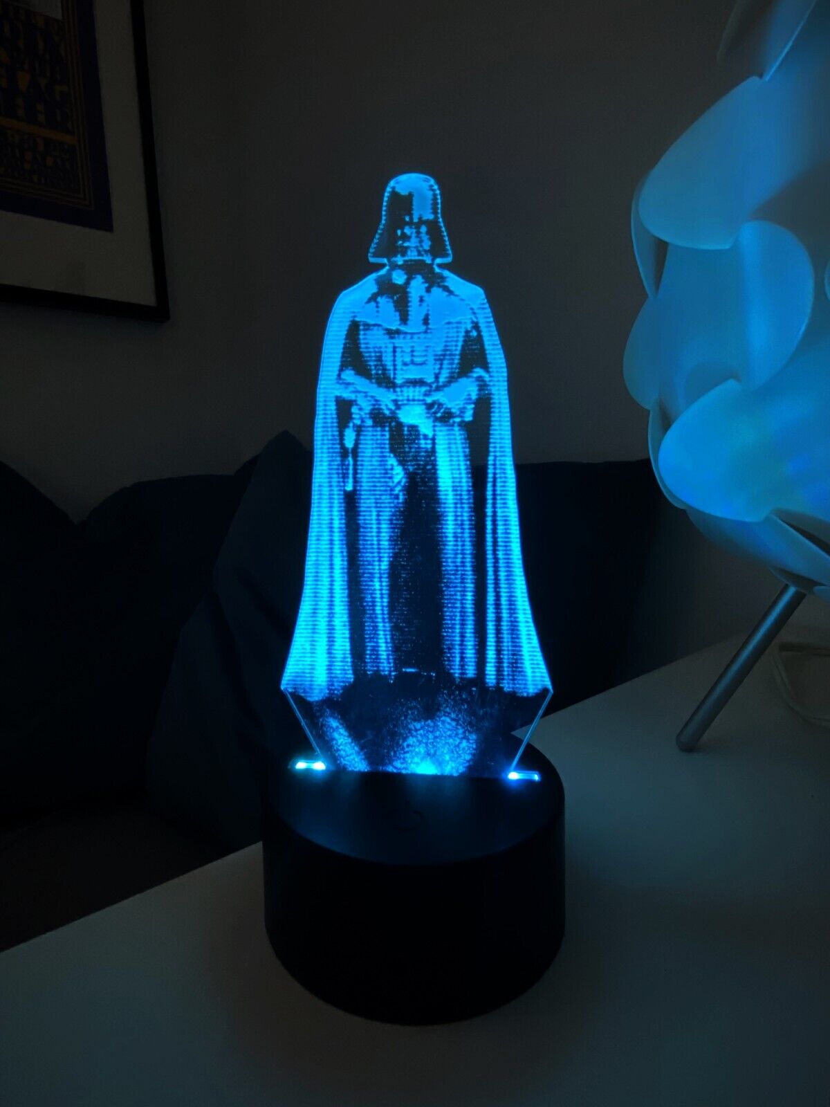 Darth Vader Hologram; Edge-lit acrylic LED light with remote control / Fan Art