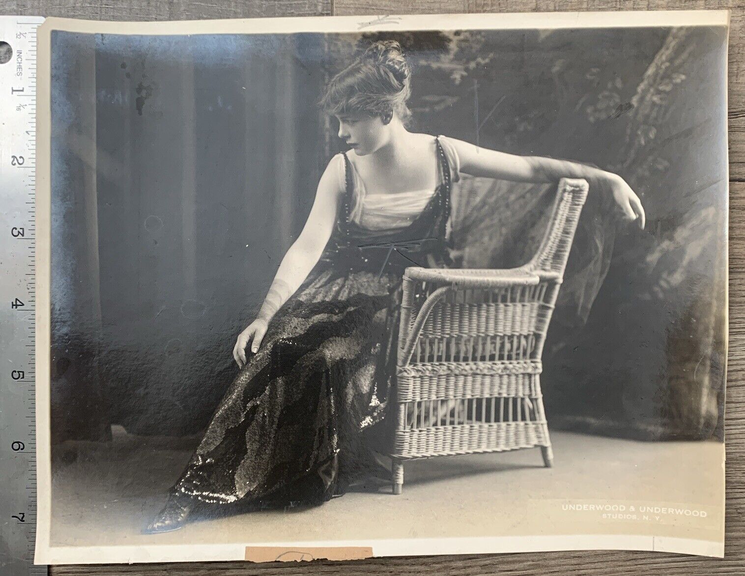Vtg Press Photo 1914 Lily Cahill ‘Under Cover’ Cort Theatre Actress Sequin Dress