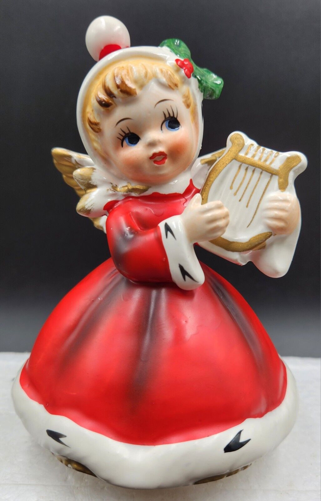 Vintage Napco Christmas Angel with Harp Music Box Silent Figurine Night X7259 