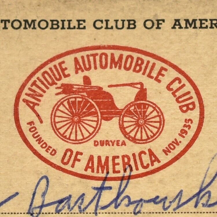 1954 Antique Automobile Club Of America AACA Membership Member Card New Jersey