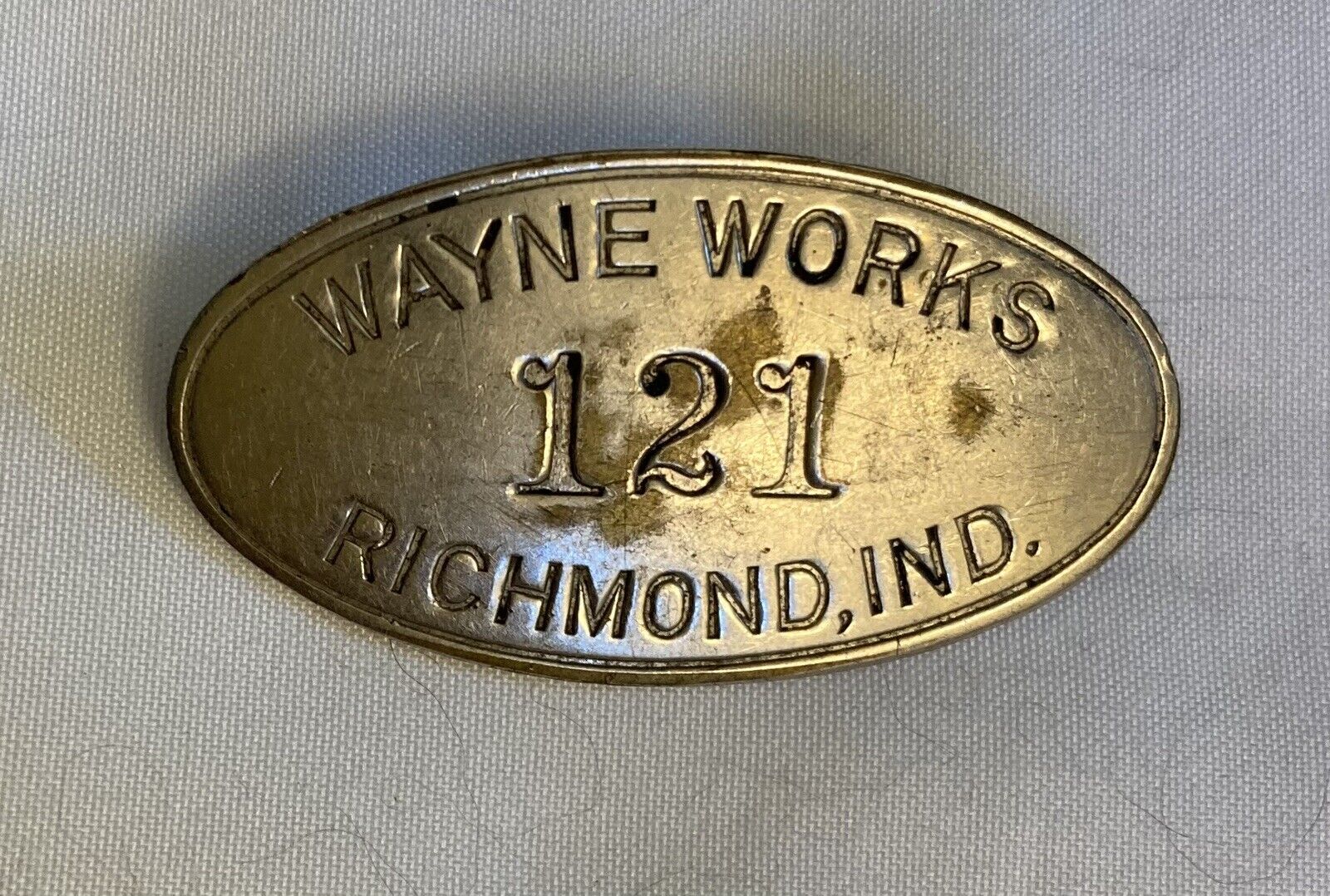 Vintage Retired Obsolete WAYNES Work Badge Pin #121