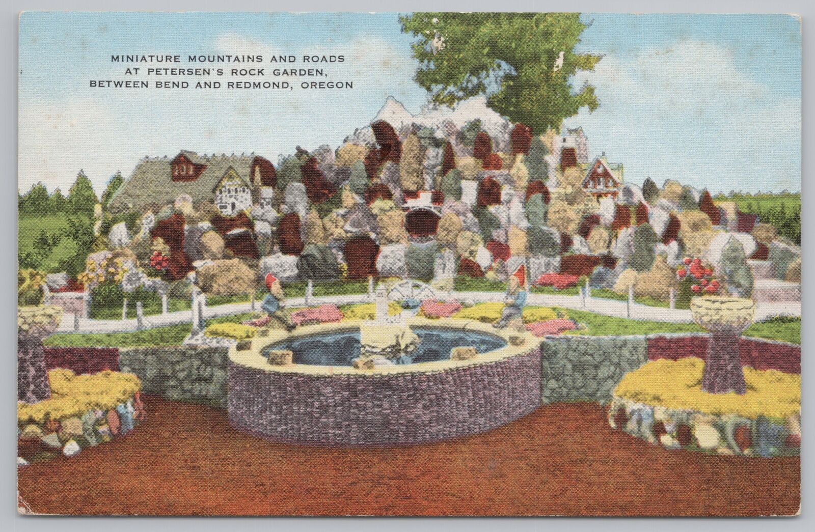 Linen~Bend Oregon~Peterson\'s Rock Garden~Miniature Mountains~Vintage Postcard