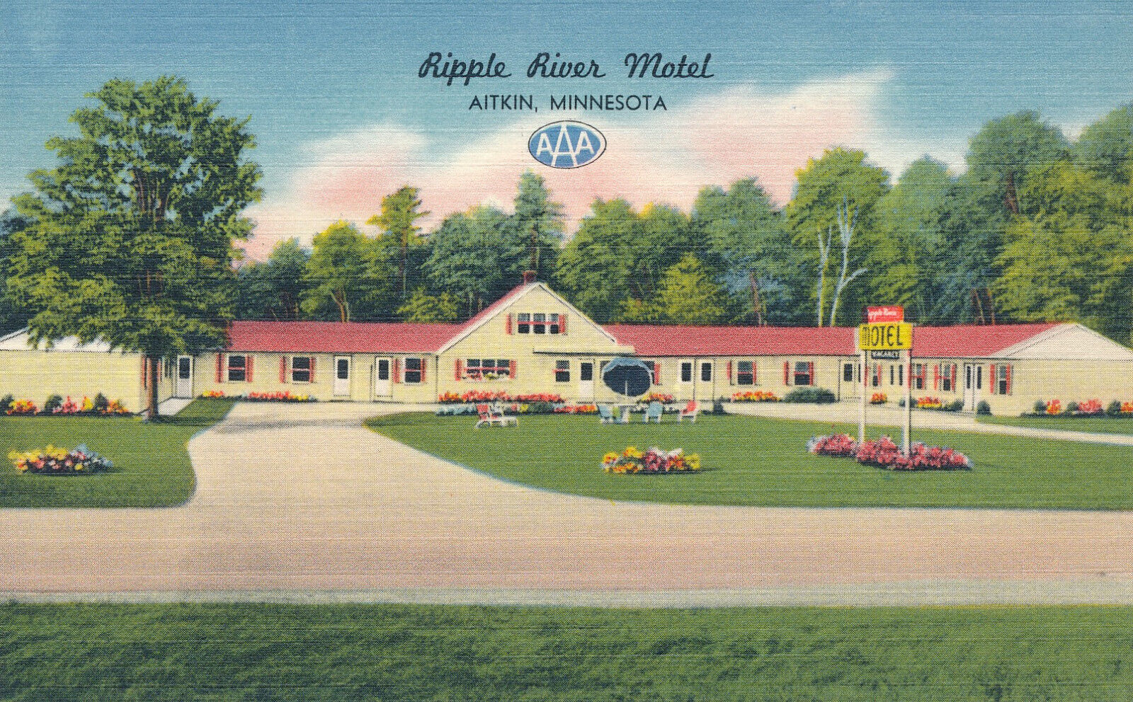 Unmailed linen Ripple River Motel Aitkin Minnesota MN #849