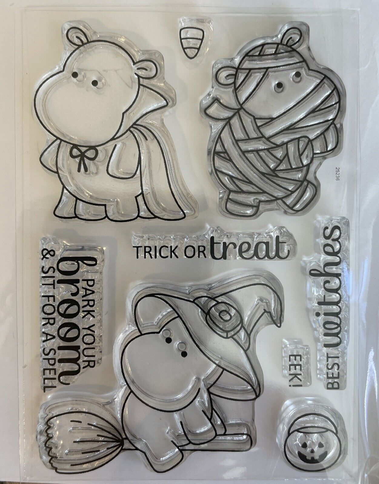 CLEARLY BESOTTED “Hippo Halloween” CLEAR STAMP 3x4”