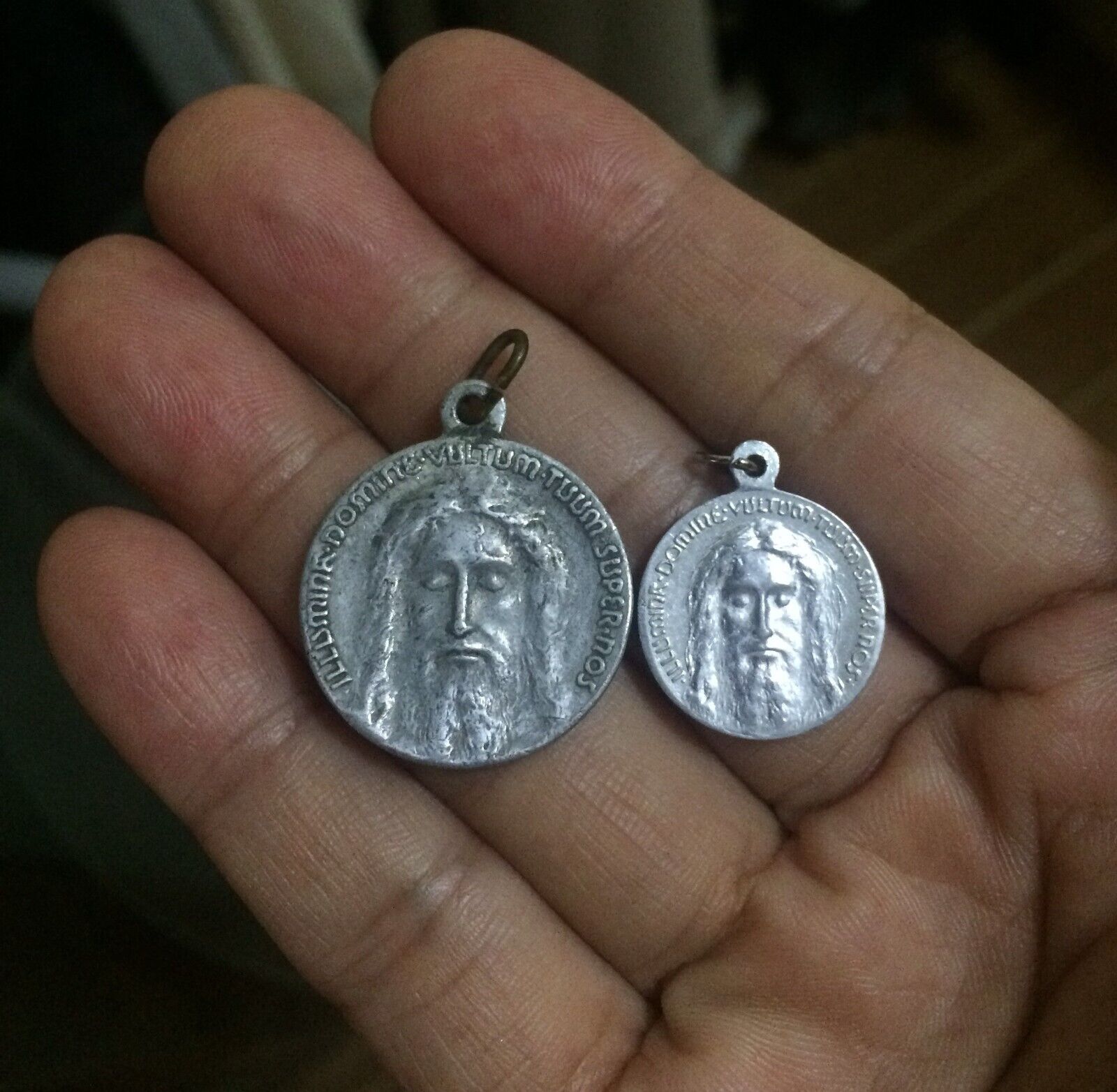 Vintage Shroud Of Turin Lord Jesus Christ Holy Face Medals ** Lot X 2 **