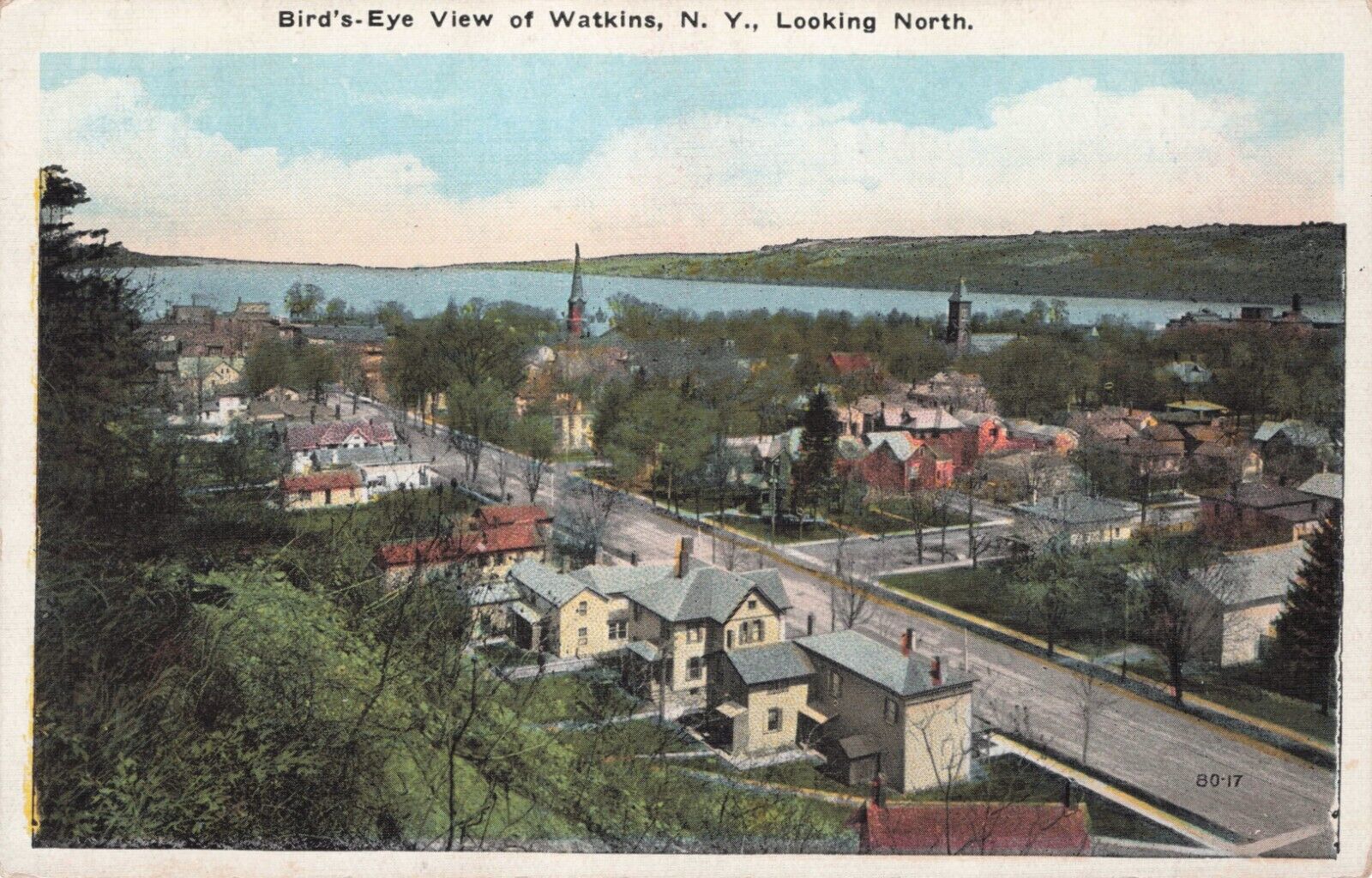Watkins New York NY Birds Eye View Vintage Postcard c 1930s