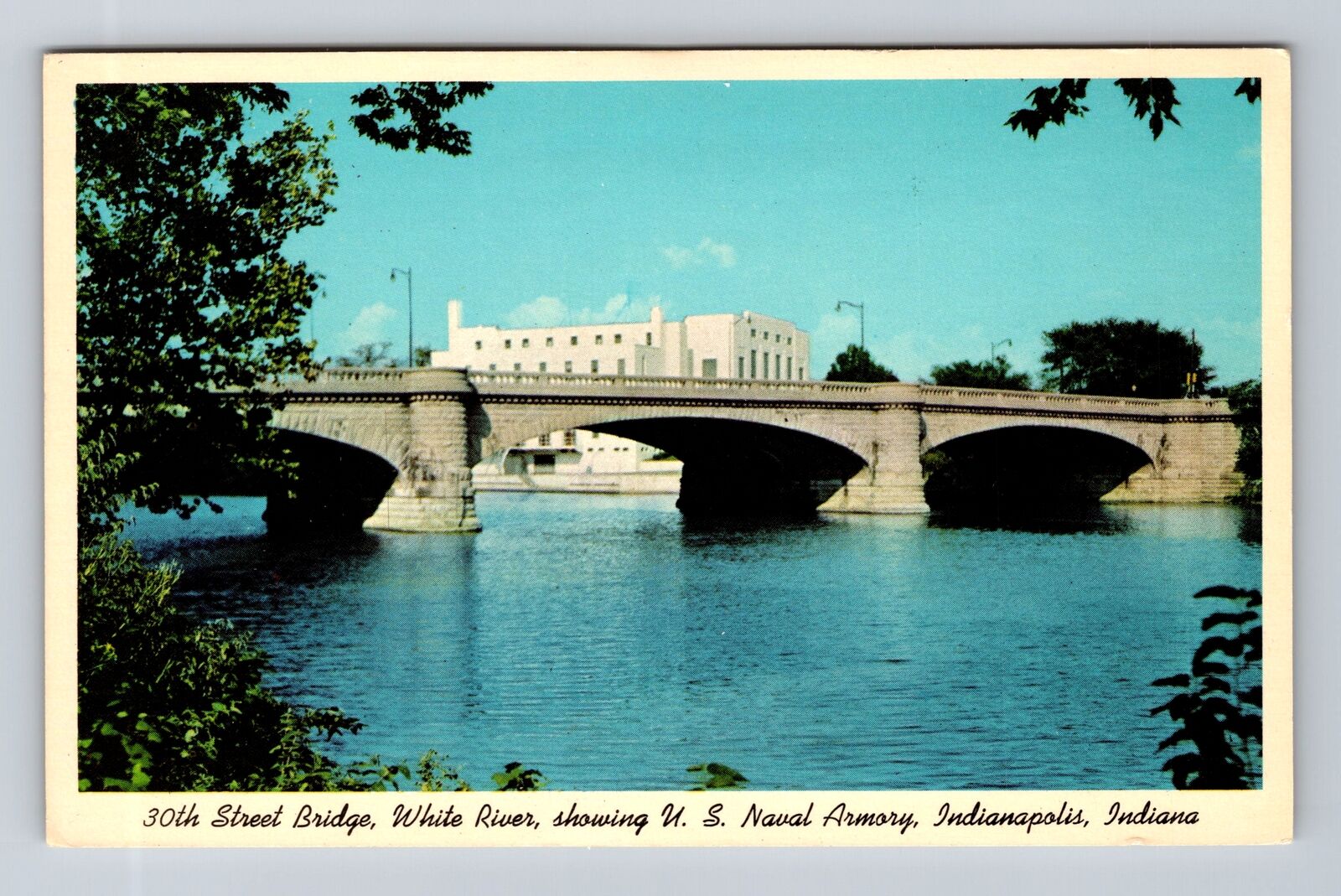 Indianapolis IN-Indiana, White River, US Naval Armory, Vintage Postcard
