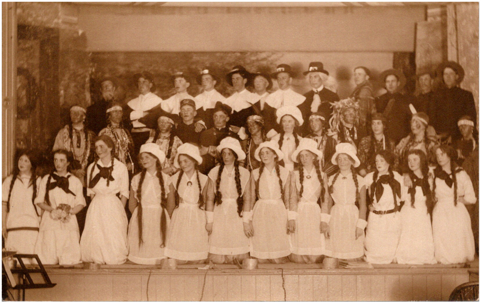 Children as Pilgrims & Indians in Thanksgiving School Play 1910s RPPC Photo