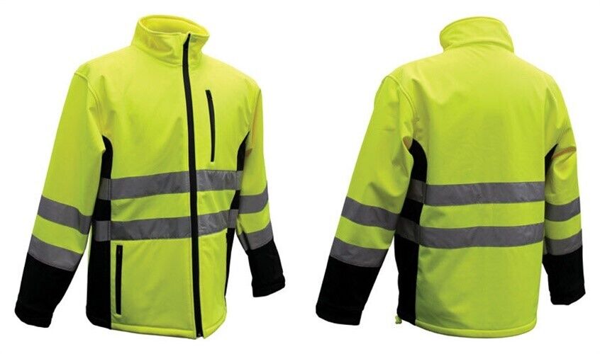Boss 3SS7000X Yellow High Visibility Polyester Softshell Rain Jacket X-Large