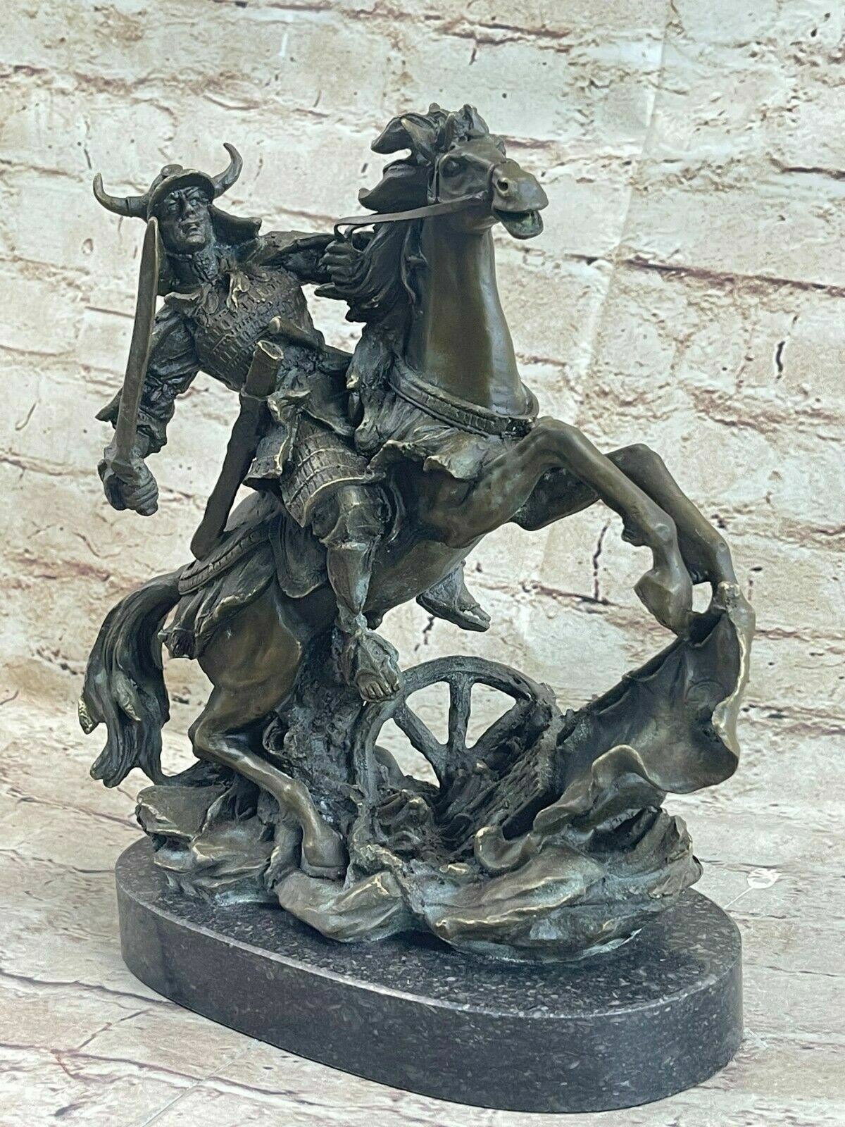 Original Kamiko Samurai Warrior on Horse Bronze Sculpture Statue Lost Wax Statue