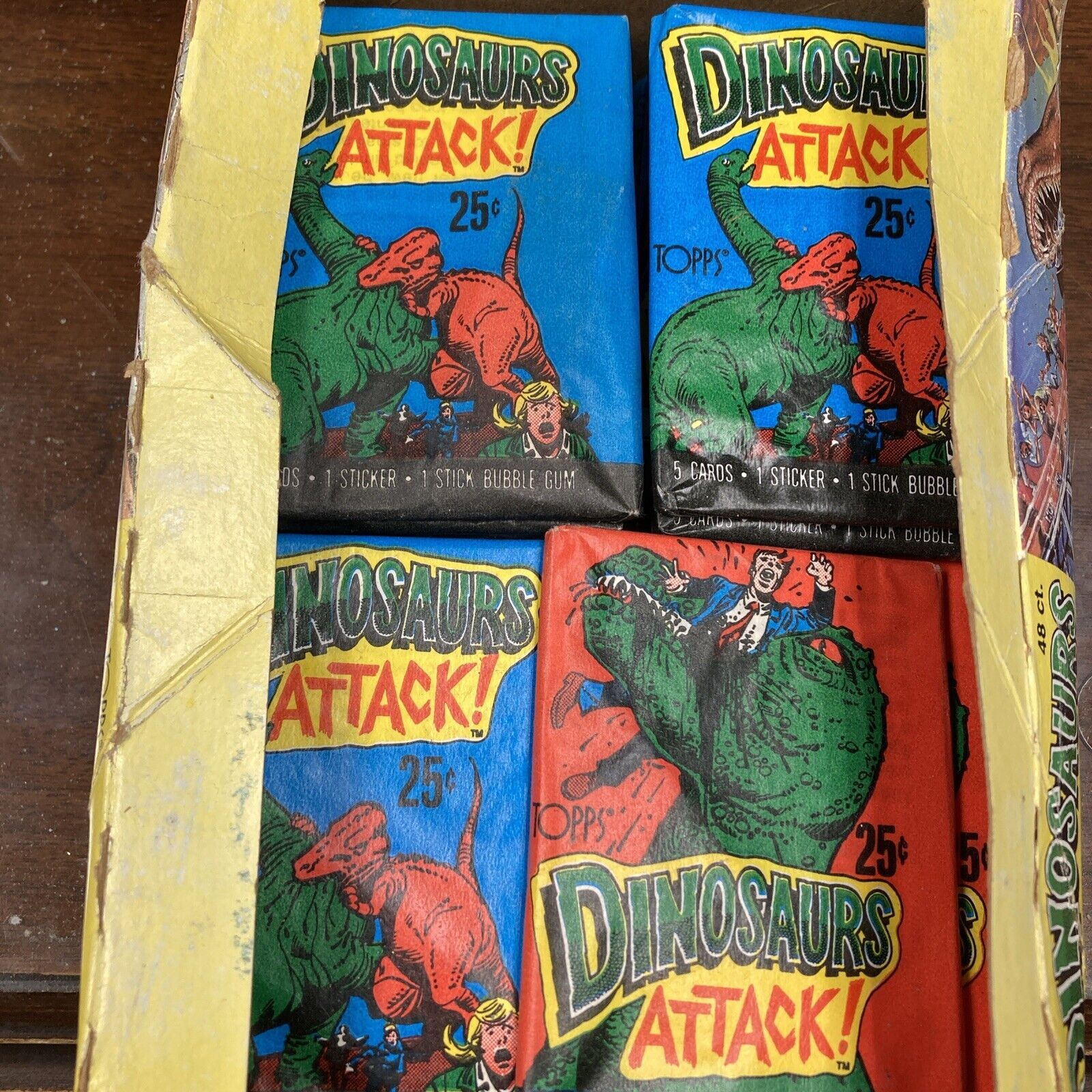 1988 Topps Dinosaurs Attack Cards, 1 Sealed Wax PACK From Box, 5 Cards 1 Sticker