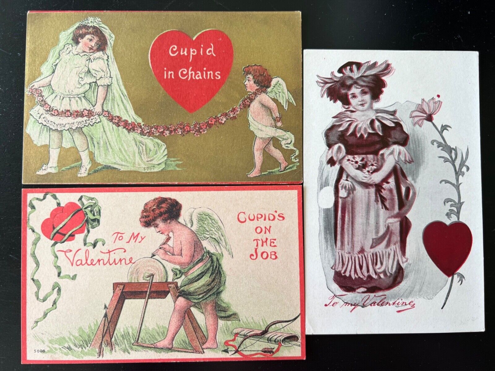 Lot of 3 Vintage Valentine\'s Day Postcards