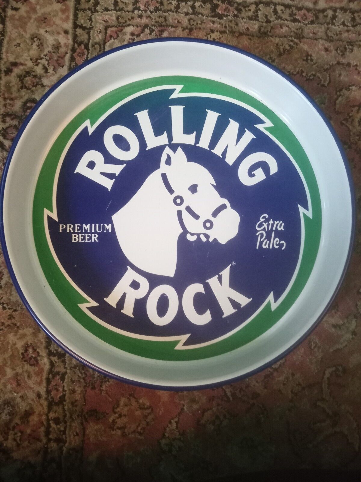 Vintage  Rolling Rock Beer horse logo Metal Tray 