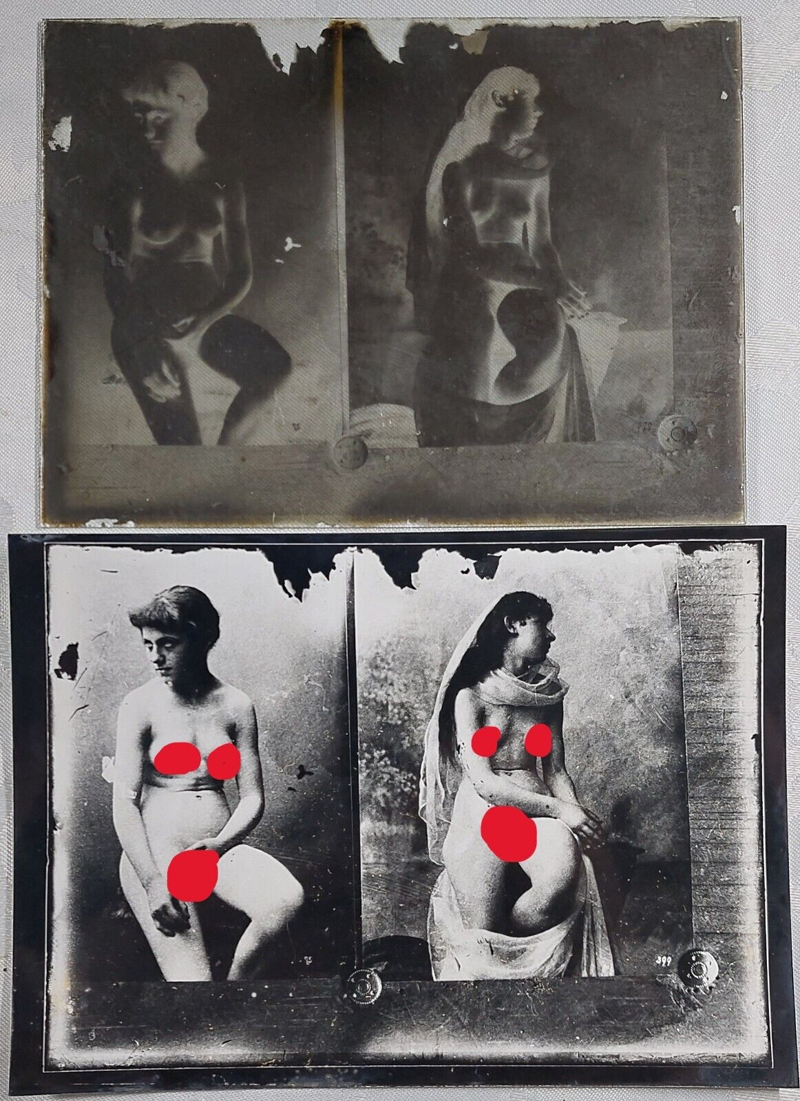 Rare Antique 19th/ 20th Century Glass Plate Negative Photograph Pin Up Nudes #1