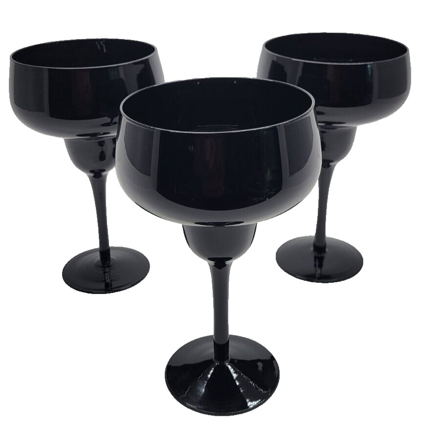 Vintage Black Margarita Glasses Stemware Barware Drinkware. 8\
