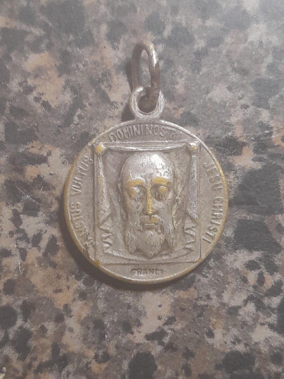 Vintage Santus Vultus Dominostri Jesu Christi Holy Face Shroud Turin Mary Medal 