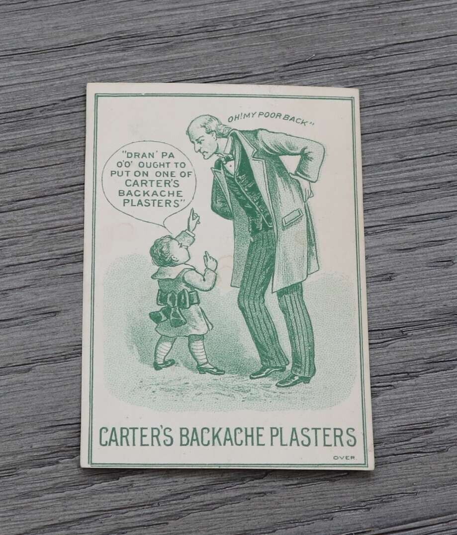 Carter\'s Backache Plasters - Man with a Bachache Scene Victorian Trade Card