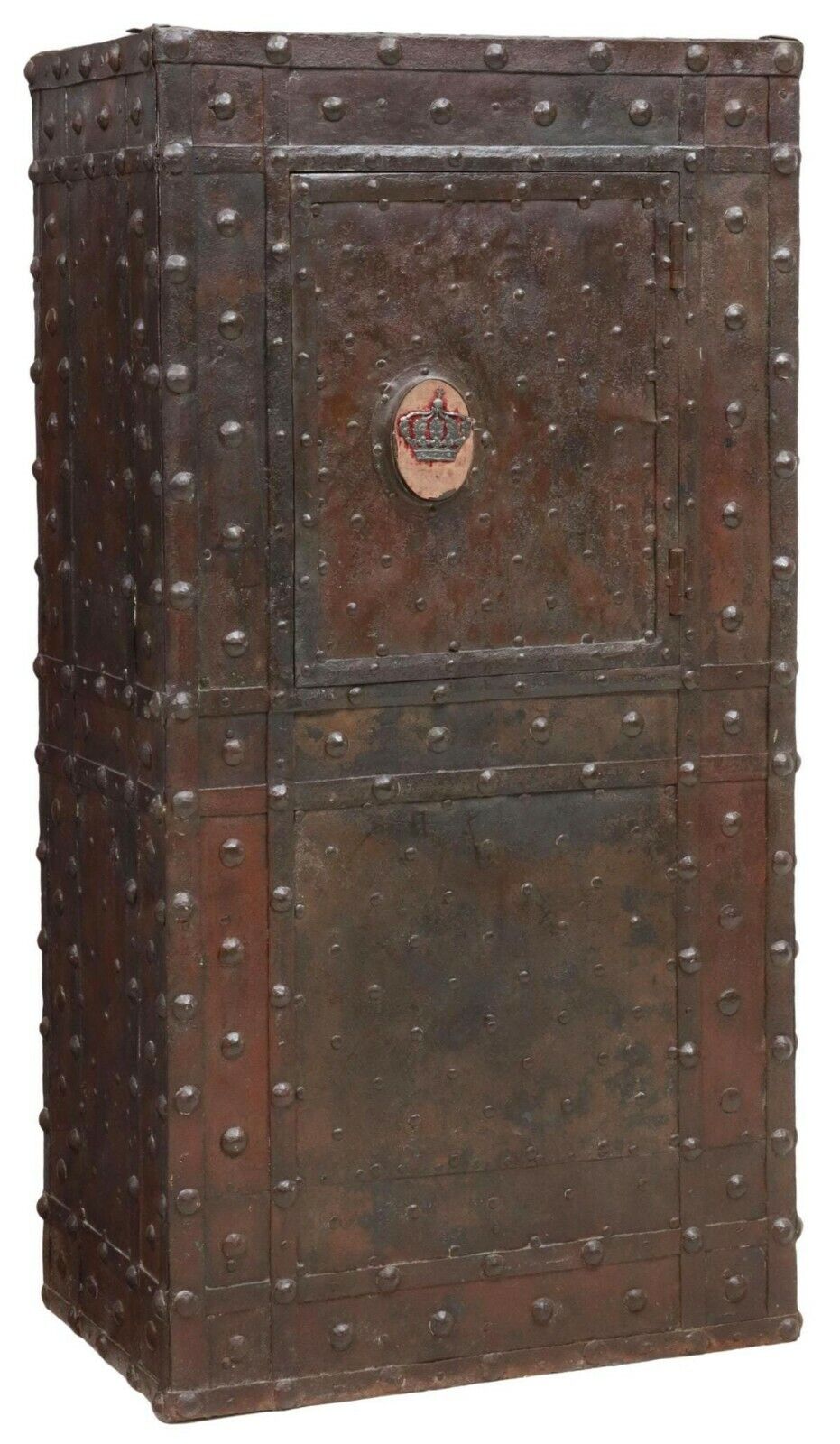 Antique Safe, Important, Continental Iron Hobnail Studded, 58 Ins., 16/1700's
