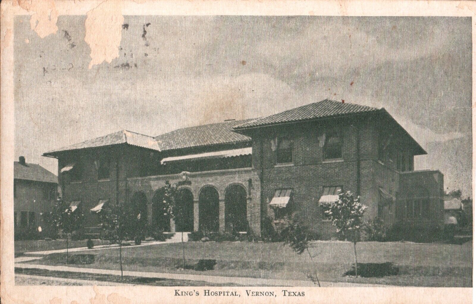 Posted Postcard Kings Hospital Vernon Texas VTG Litho PM 1928