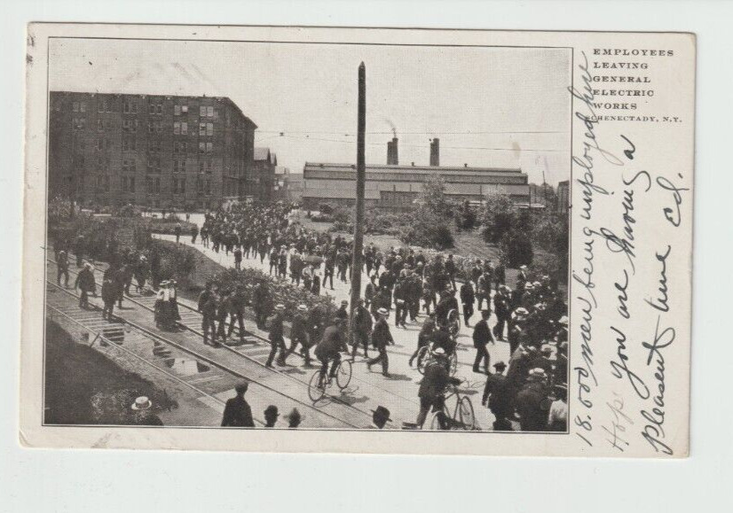 POSTCARD GENERAL ELECTRIC WORKERS LEAVING PLANT~SCHENECTADY NY~1906 UDB