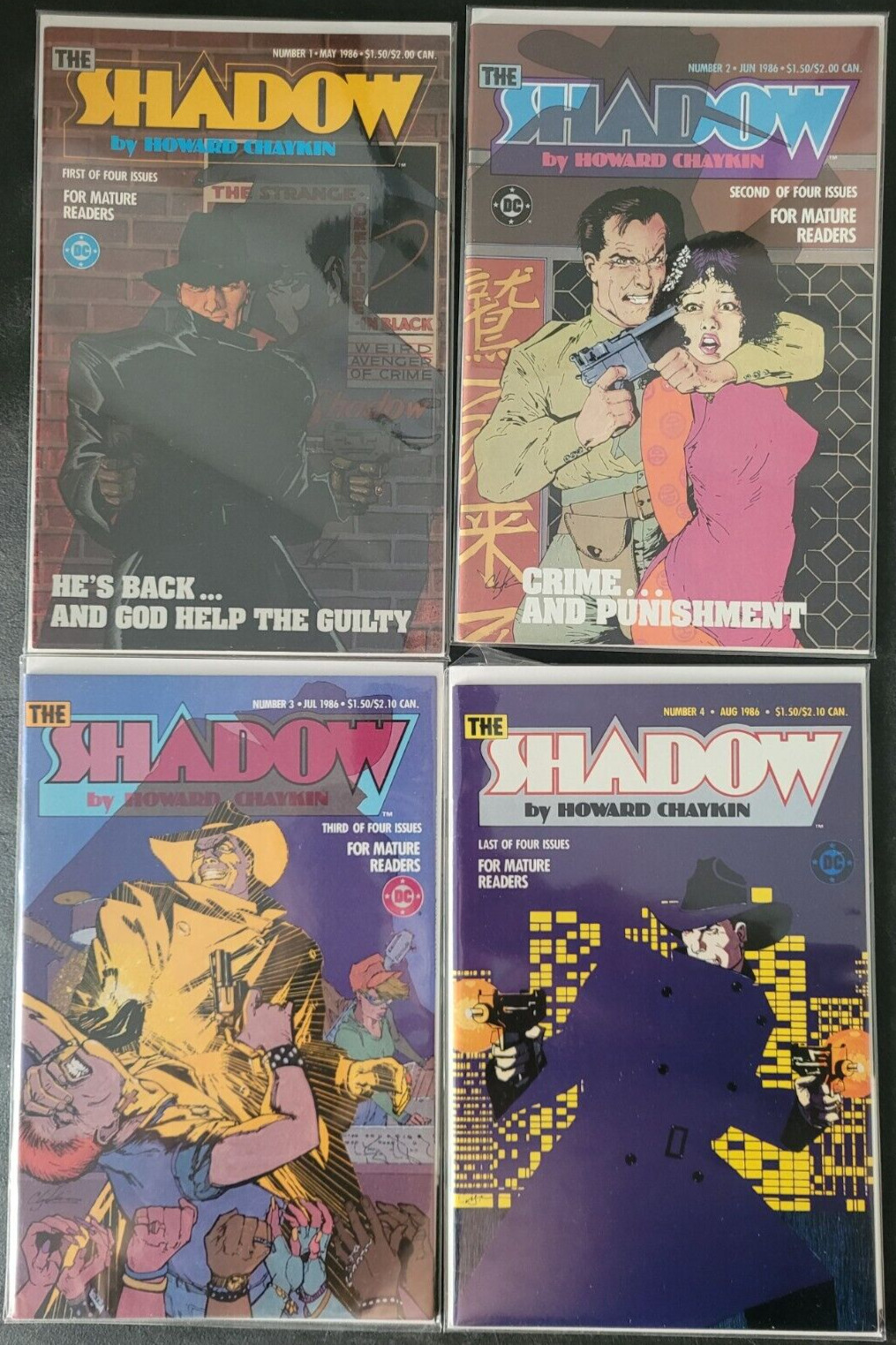 THE SHADOW #1-4 (1986) DC COMICS FULL COMPLETE SERIES HOWARD CHAYKIN
