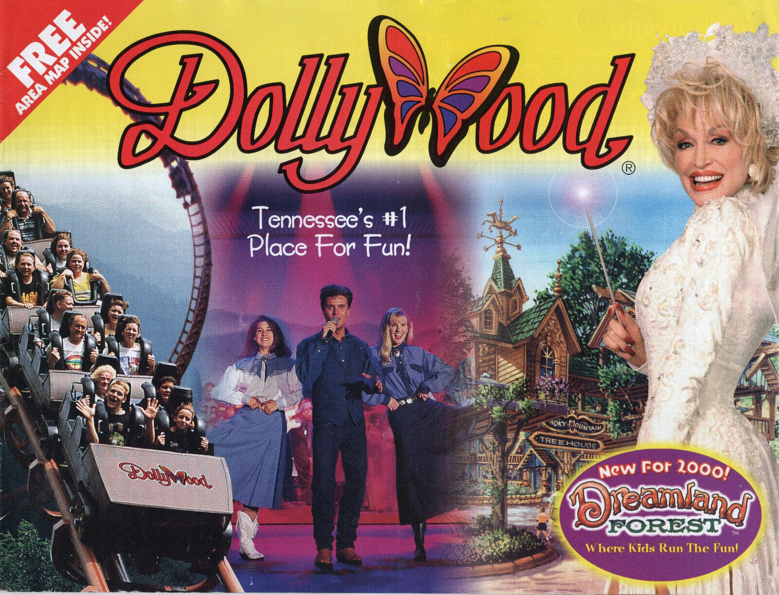 2000 Dollywood Theme Park brochure, 8.5 x 11, Pigeon Forge TN, Dolly Parton