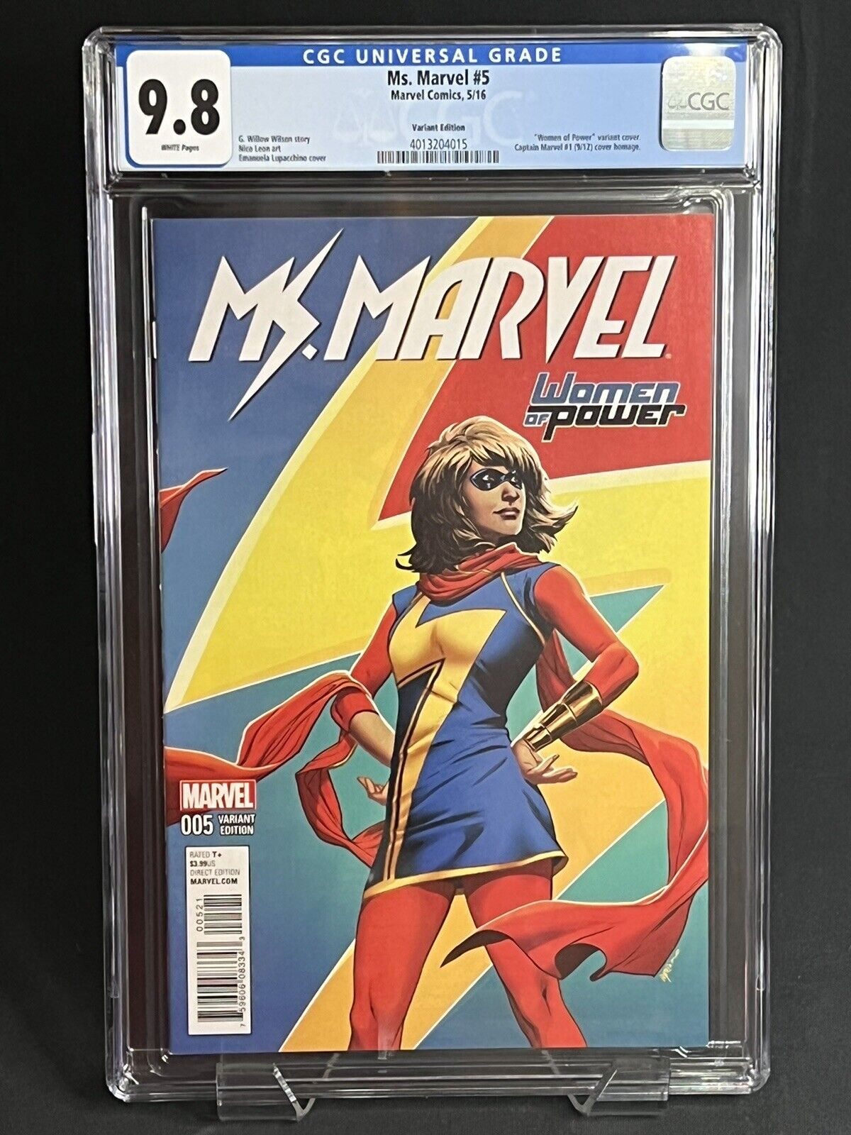 CGC (9.8) Ms.Marvel #5 Women of Power Variant Captain Marvel 1 Homage 2016 Comic