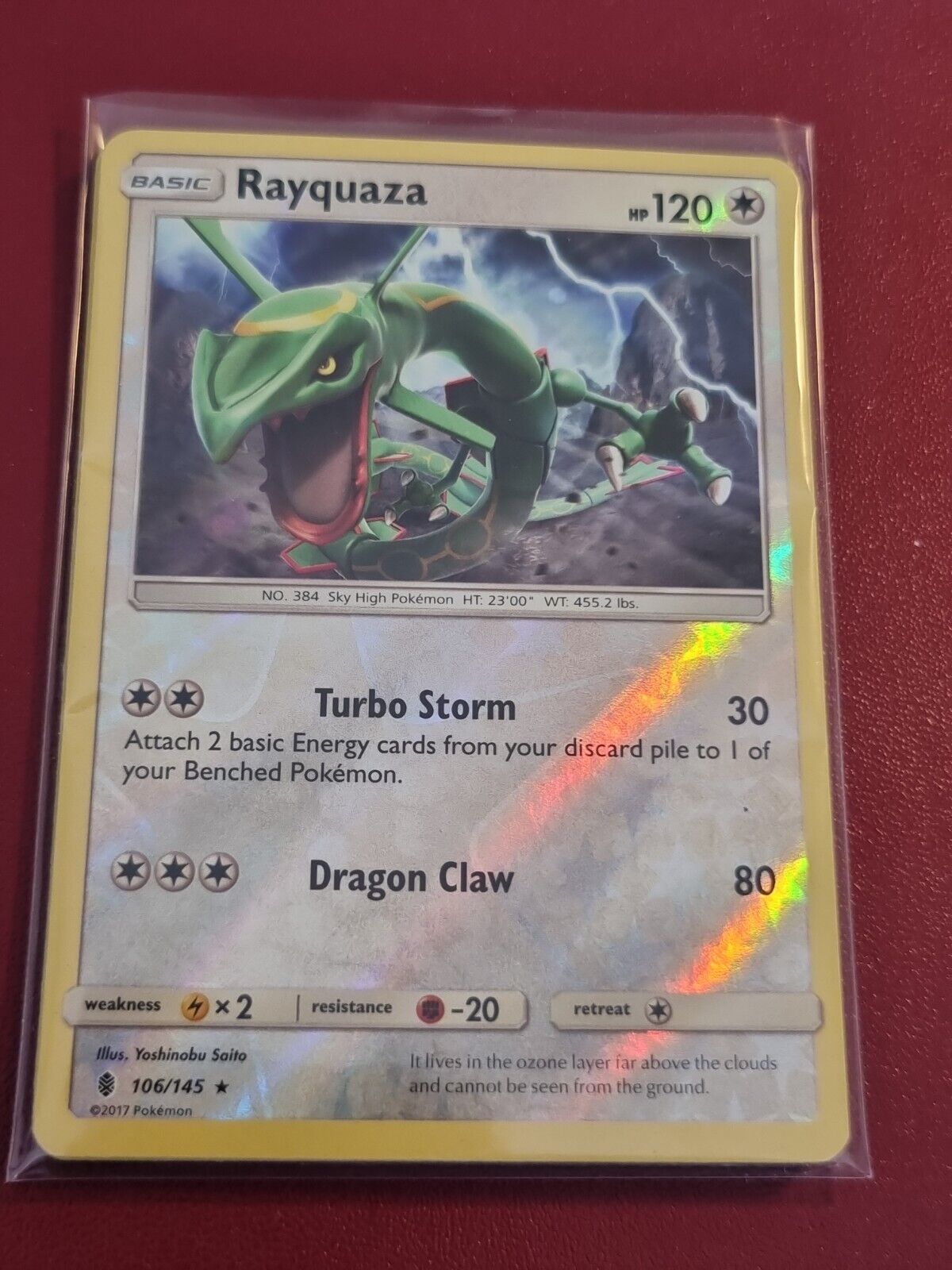 Pokemon Sun Moon Guardians Rising Rayquaza 106/145 Rare Reverse Holo TCG Card