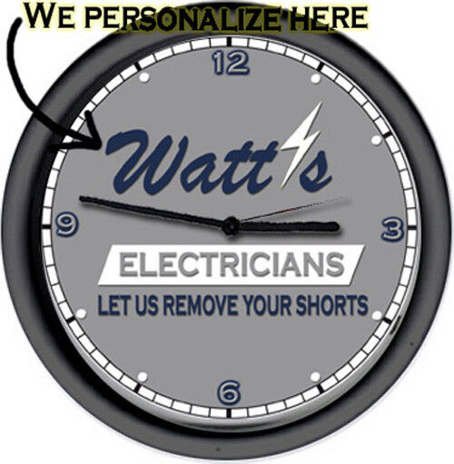Electrician Electrical Tools Company Personalized Your Name Sign Wall Clock NEW